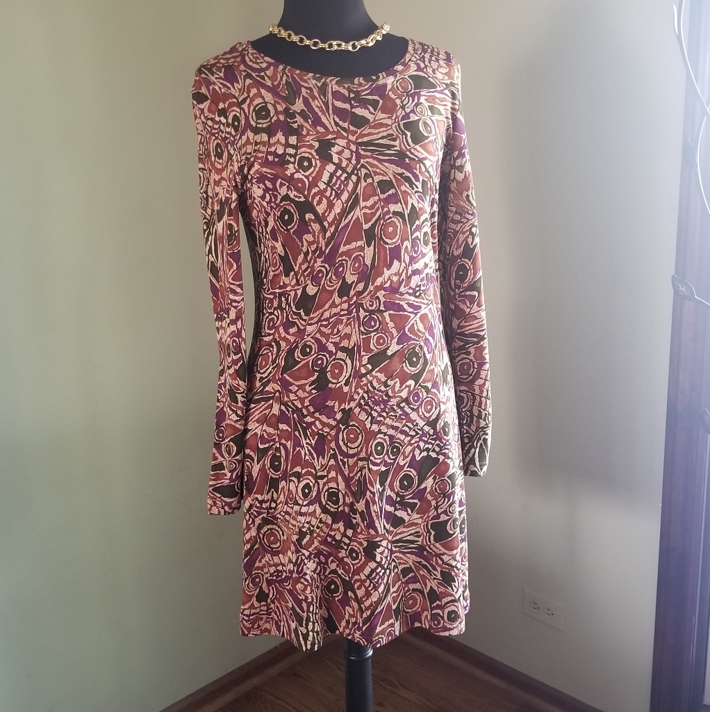 Adriana Papell Silk Knit Peacock Fit  Flare Dress